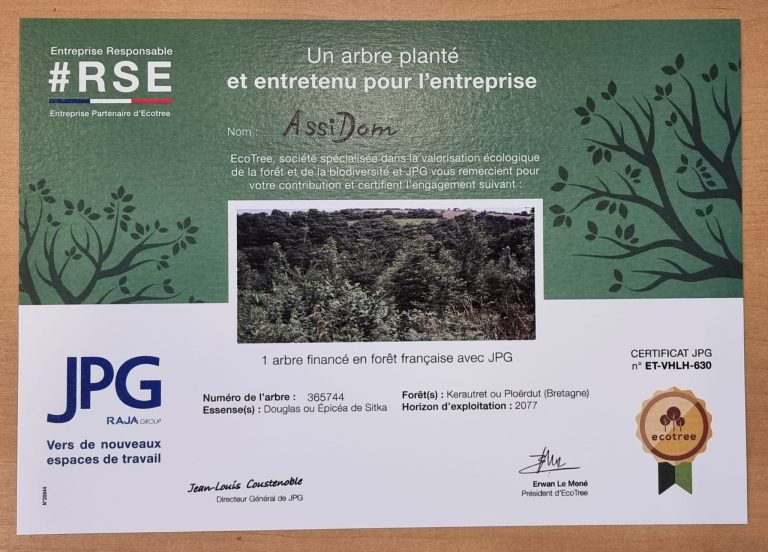 Arbre planté grâce à AssiDom